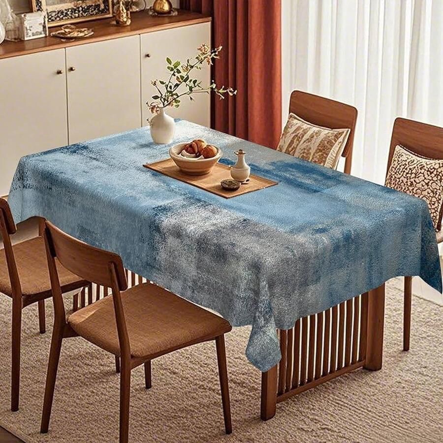 Modern tafelkleed blauw 140 x 240 cm polyester