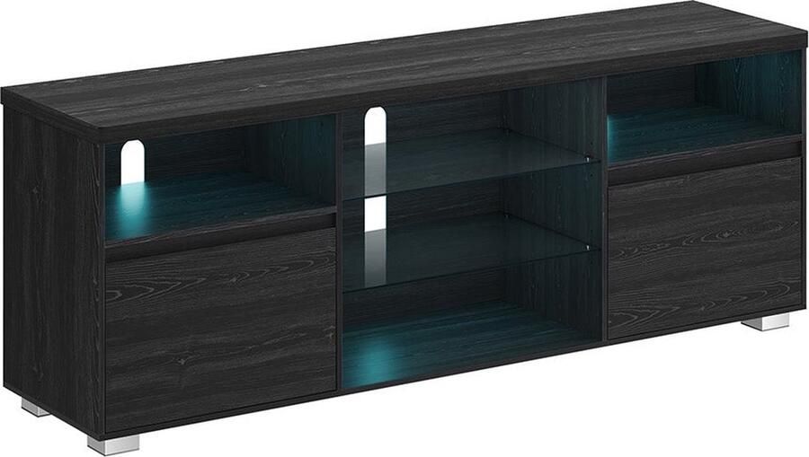 Rootz Living Rootz Modern TV-meubel Entertainmentmeubel Mediaconsole Spaanplaat en gehard glas 40 cm x 160 cm x 60 cm Zwart 37 2 kg Capaciteit 90 kg