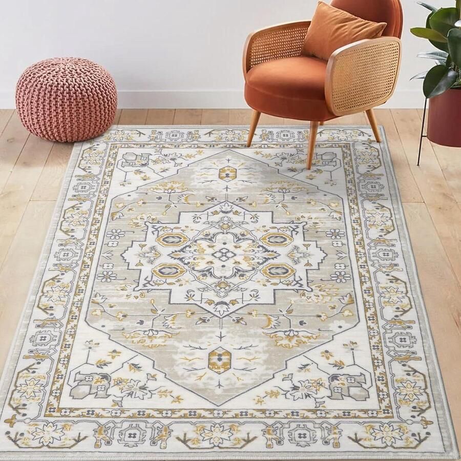 Modern vintage gebloemd tapijt 80 x 150 cm zacht antislip wasbaar