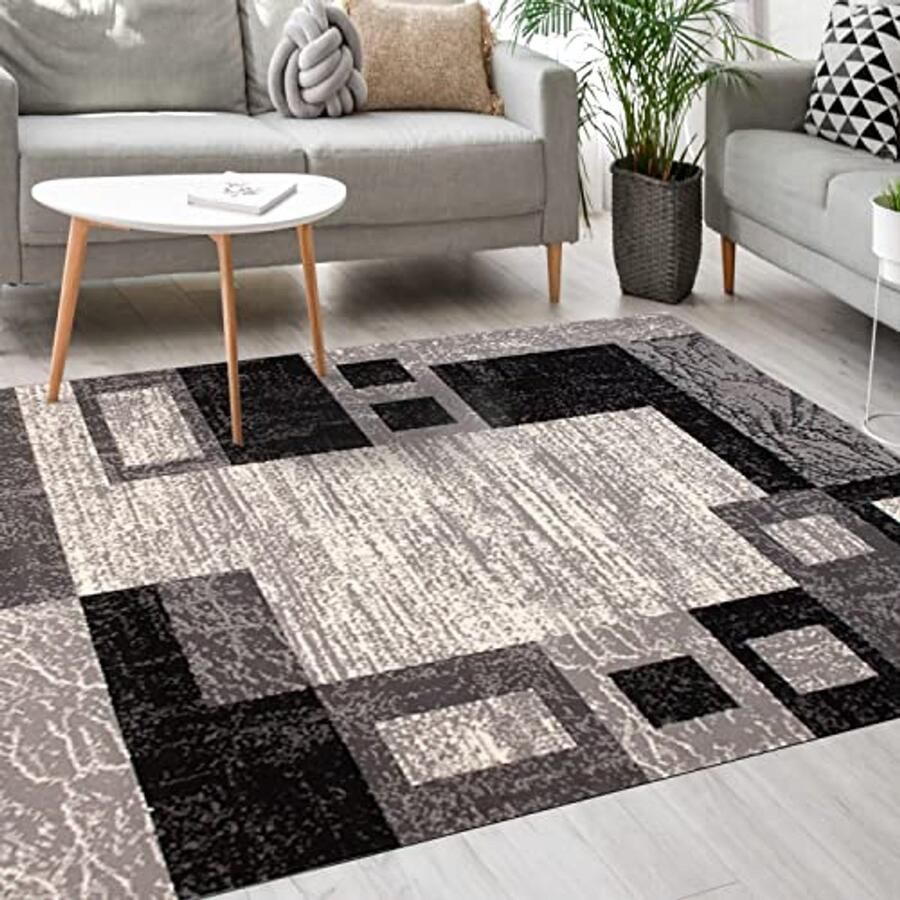 Modern Vloerkleed 140 x 200 cm Tapijt met Kortstondig Pooltje voor Woonkamer Slaapkamer en Eetkamer Grijs OEKO-TEX