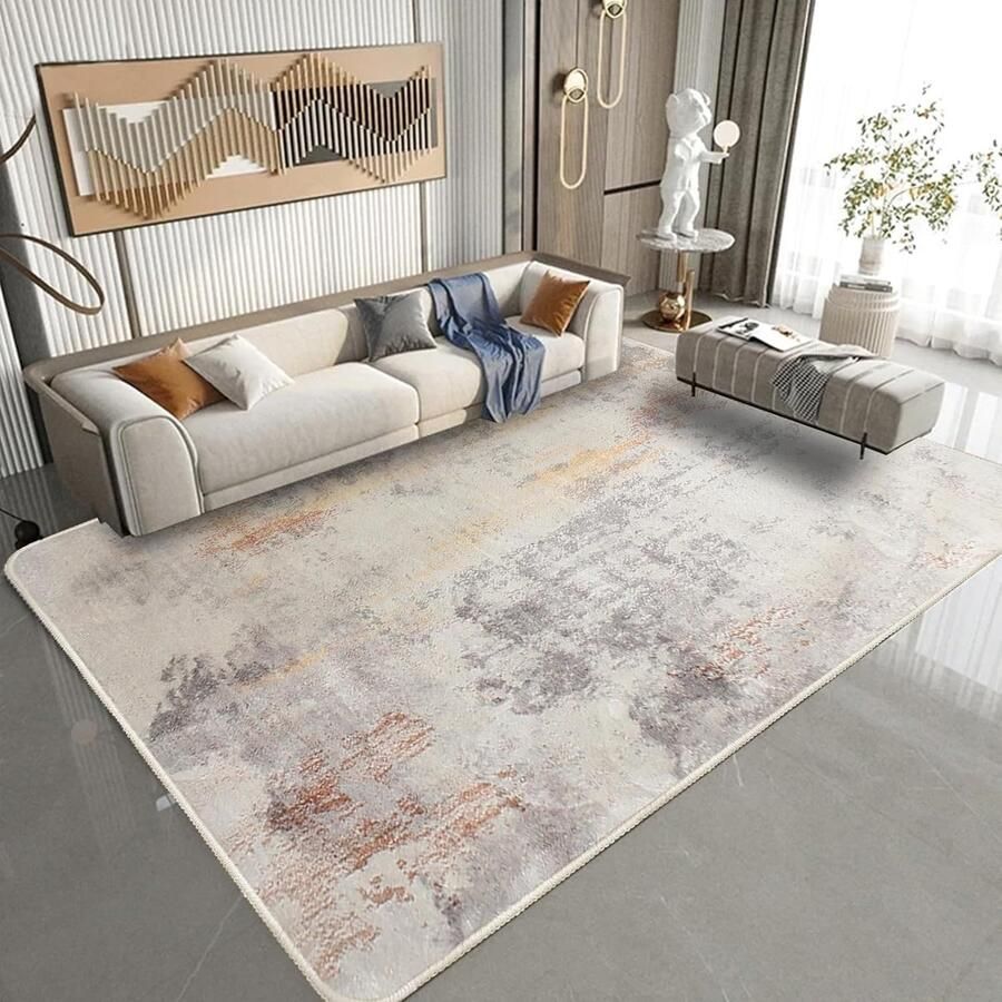 Modern vloerkleed antislip en zacht 200 x 250 cm abstract grijs