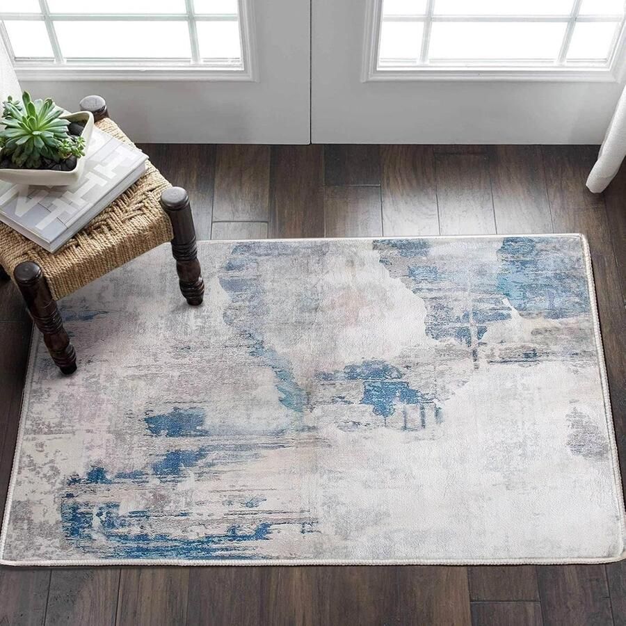 Modern grijs vloerkleed antislip 1 stuk 60 x 110 cm