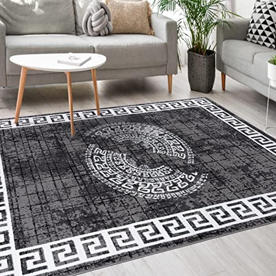 Modern Vloerkleed met Kortpolig Tapijt Geschikt voor Woonkamer Slaapkamer en Eetkamer OEKO-TEX Gecertificeerd en Duurzaam Grijs 80 x 150 cm