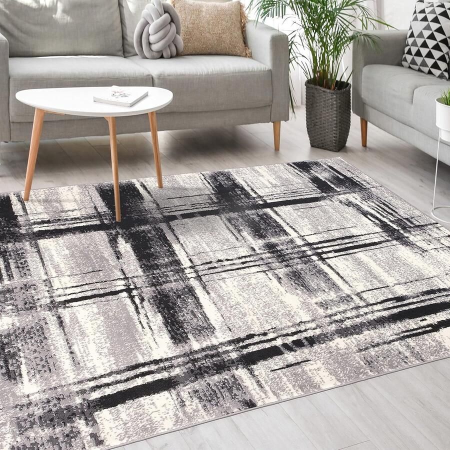 Modern Vloerkleed met Kortstondig Pooltje Geschikt voor Woonkamer Slaapkamer en Eetkamer OEKO-TEX Gecertificeerd Tapijt Grijs 120 x 170 cm