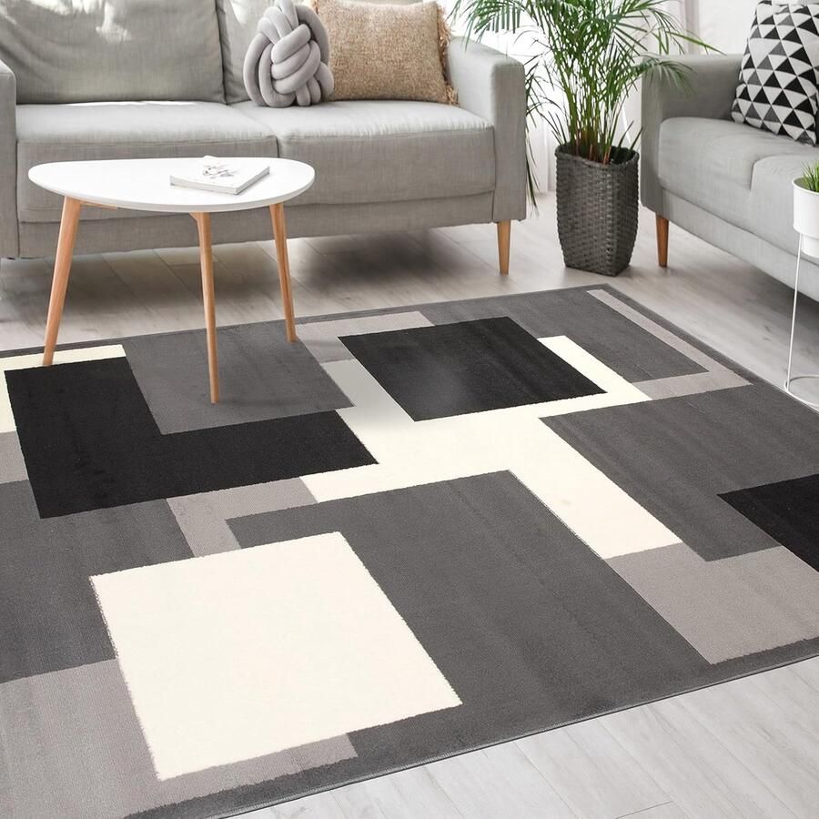 Modern Vloerkleed Tapijt Kortstondig Pooltje Patroon Voor Woonkamer Slaapkamer Eetkamer 80 x 150 cm OEKO-TEX Gecertificeerd Grijs