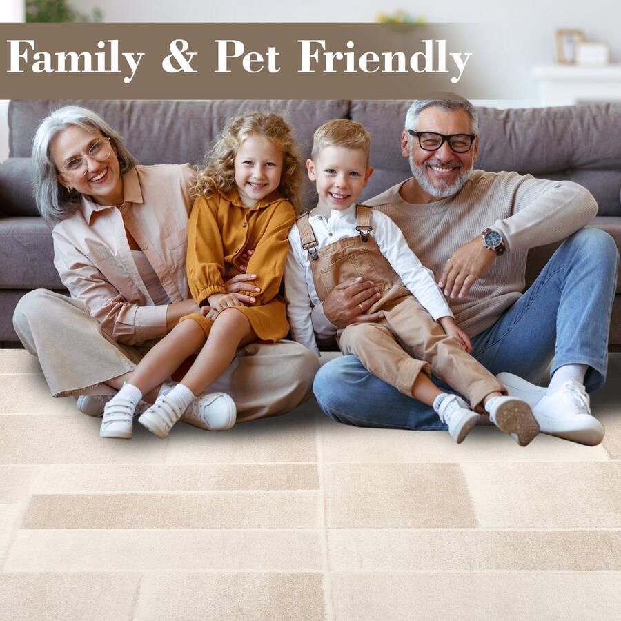 Modern Vloerkleed Wasbaar Woonkamer Tapijt 160x230cm Beige Kortpolig Antislip Wasbaar Superzacht voor Slaapkamer Keuken Hal