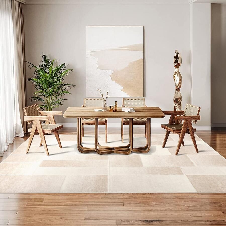 Modern Vloerkleed Wasbaar Woonkamer Tapijt 200x290cm Beige Kortpolig Antislip Wasbaar Superzacht voor Slaapkamer Keuken Hal