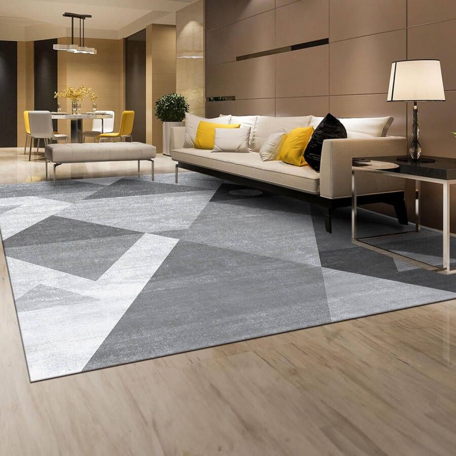 Modern woonkamertapijt wasbaar laagpolig tapijt slaapkamer wollig antislip tapijt eetkamer tapijt geometrisch tapijt 200 x 300 cm grijs