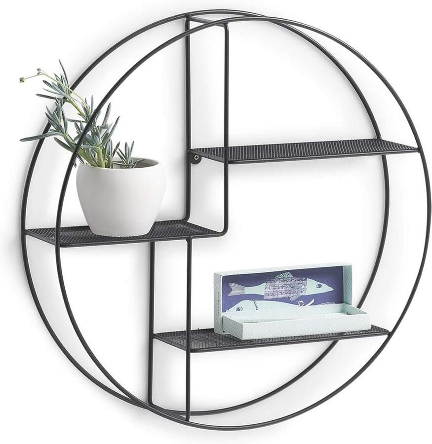 Modern Zwart Metaal Wandrek voor Thuis Variabel Inzetbaar en Decoratief