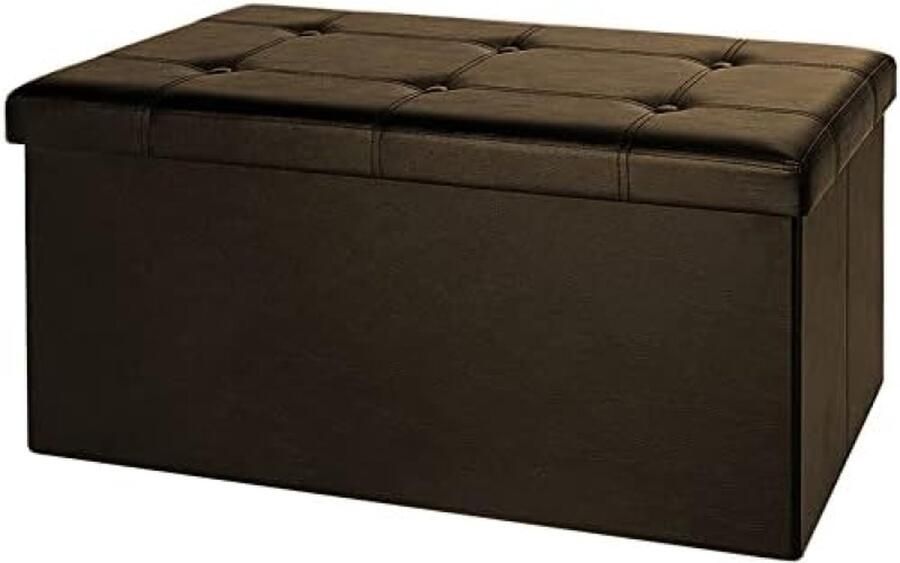 Moderne 2-in-1 Zitbank met Opbergruimte Kunstleder Klapbaar 80x38x38cm 100l Opbergbank Poef Voetenbank Bruin