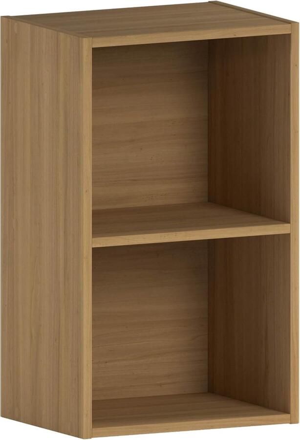 Moderne 2 Tier Cube Boekenkast voor Woonkamer en Kantoor eiken Houten Opslag Meubels