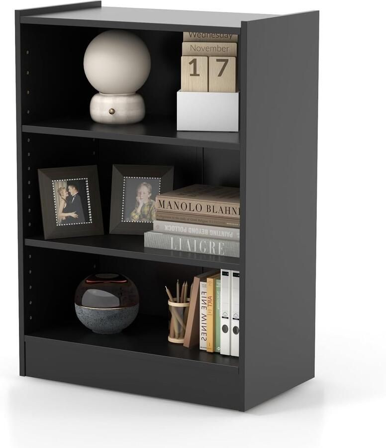 Moderne 3-traps Boekenkast met Verstelbare Planken Ruimtebesparende Display voor Woonkamer Slaapkamer en Kantoor