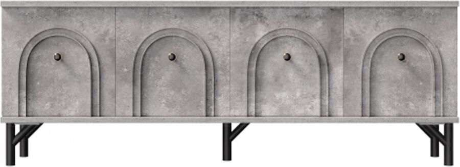 Gotagee Moderne 4-deurs tv-meubel – Grijs 160 cm – Stijlvol design softclose scharnieren – voor woonkamer en entertainmentruimte