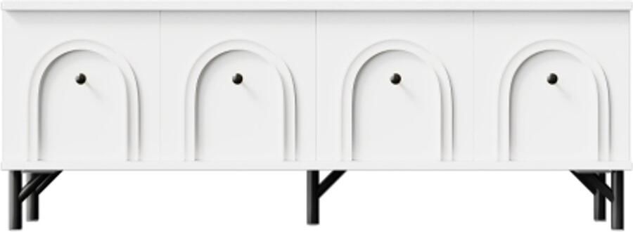 GOTAGEE Moderne 4-deurs tv-meubel – Wit 160 cm – Stijlvol design softclose scharnieren – voor woonkamer en entertainmentruimte