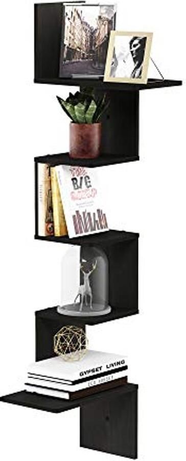 Moderne 5-laags Wandrek en Zwevend Hoekrek in Espresso