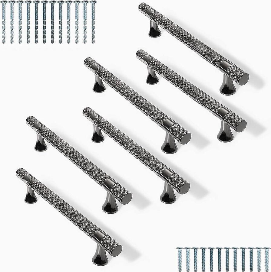 6 stuks handgrepen voor keukenkasten zwart kastgrepen gatafstand 128 mm moderne meubelgrepen zinklegering stanggrepen commode keukengrepen trekgrepen voor laden kledingkast meubels