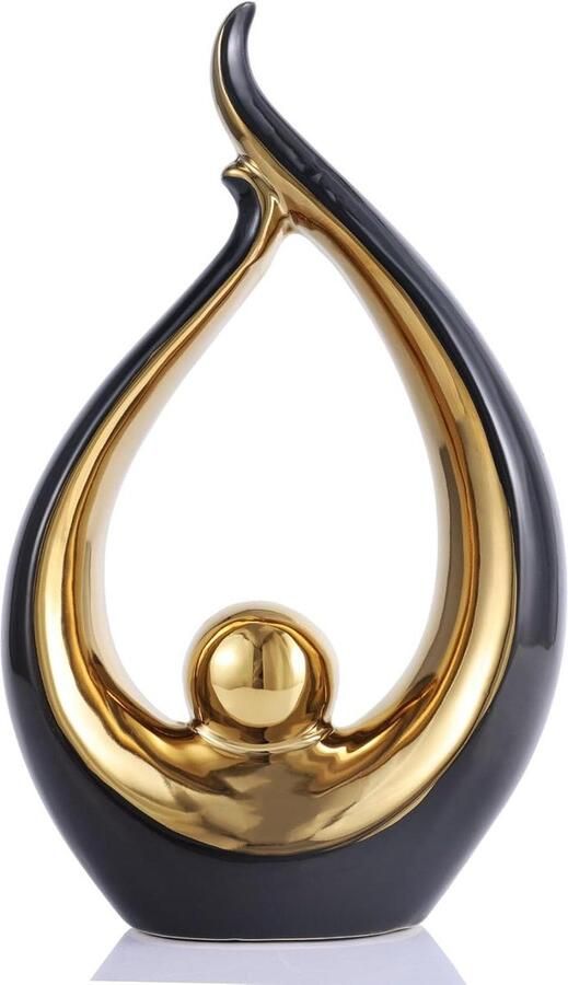 Moderne abstracte kunst zwart goud keramisch standbeeld Tafeldecoraties voor woonkamer kantoor salontafel Middelpunt voor eetkamer tv-meubel Salontafel Centerpieces