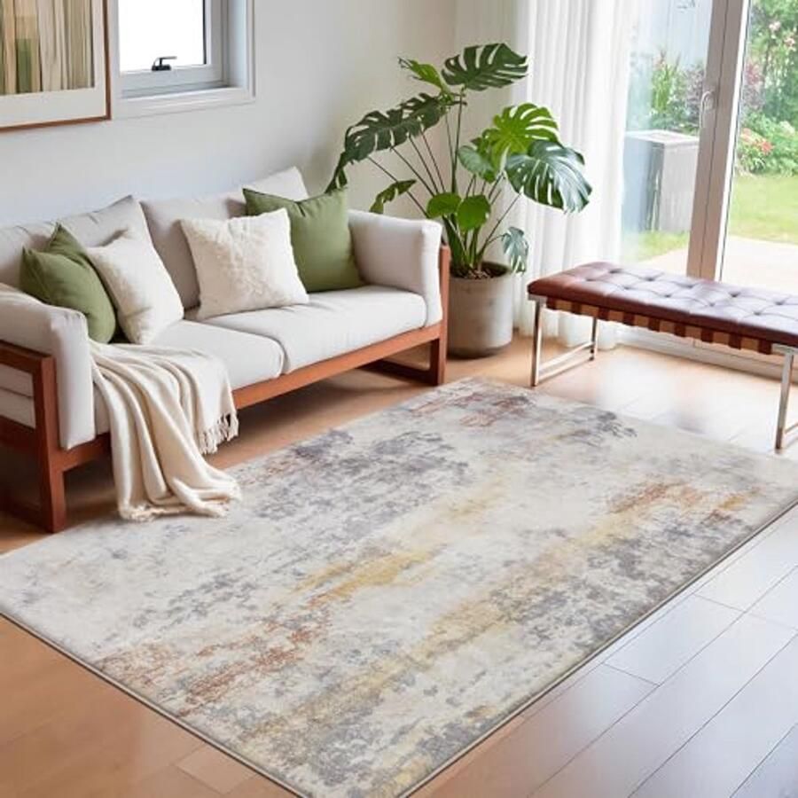 Moderne abstracte tapijt voor slaapkamer woonkamer en eetkamer antislip zacht laagpolig 80 x 120 cm