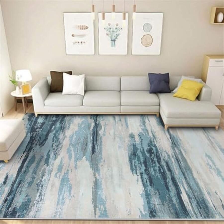 Moderne Abstracte Tapijt voor Woonkamer en Slaapkamer Imitatie Kasjmier Stijl (80 x 120 cm Grijs)