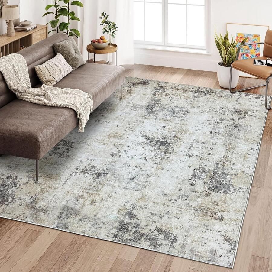 Moderne abstracte vloerkleed antislip tapijt 1 stuk bruin grijs multi 120 x 160 cm