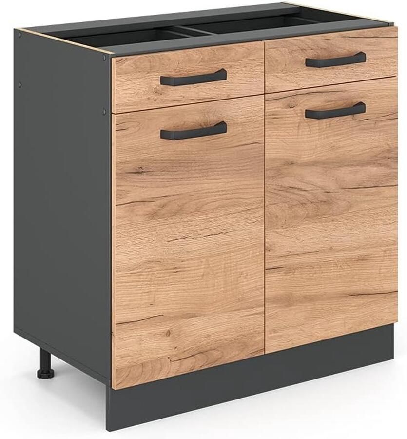 Moderne Antraciet Keukenkast Hangkast Ondercast en Keukenblok 80 cm