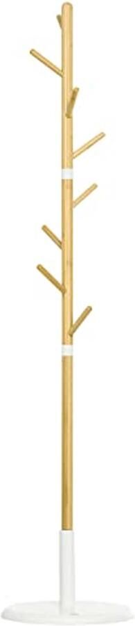 Moderne Bamboe Garderobe met 8 Haken voor Kleding en Tassen Vrijstaand Design voor Entree en Slaapkamer