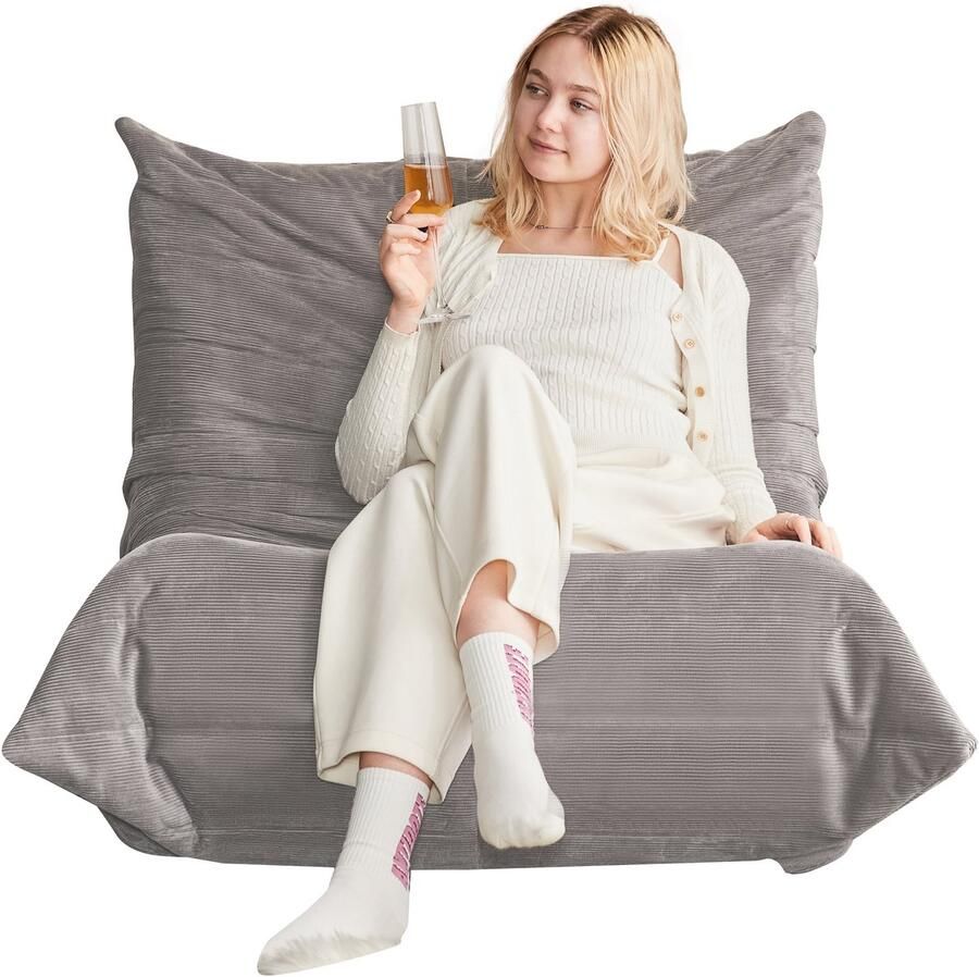 Moderne banken zitzakken voor volwassenen op de vloer. De vloerbank superzachte memory foam bank Togo fauteuil woonkamermeubels geschikt voor slaapkamers balkons slaapzalen haardstoelen (lichtgrijs)