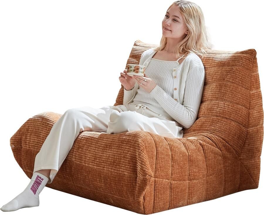 Moderne Banken Zitzakken voor Volwassenen op de Vloer Superzachte Memory Sponge Bank Togo Fauteuil Woonkamermeubels Geschikt voor Slaapkamer Balkon Studentenkamer Haardstoel (Oranje)