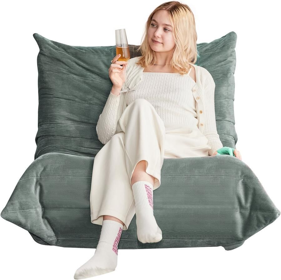 Moderne Banken Zitzakken voor Volwassenen op de Vloer Superzachte Memory Sponge Bank Togo Fauteuil Woonkamermeubels Geschikt voor Slaapkamer Balkon Studentenkamer Haardstoel (Groen)