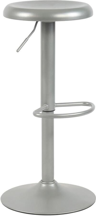 CLP Williston in hoogte verstelbare barkruk met draaifunctie en voetensteun zilver