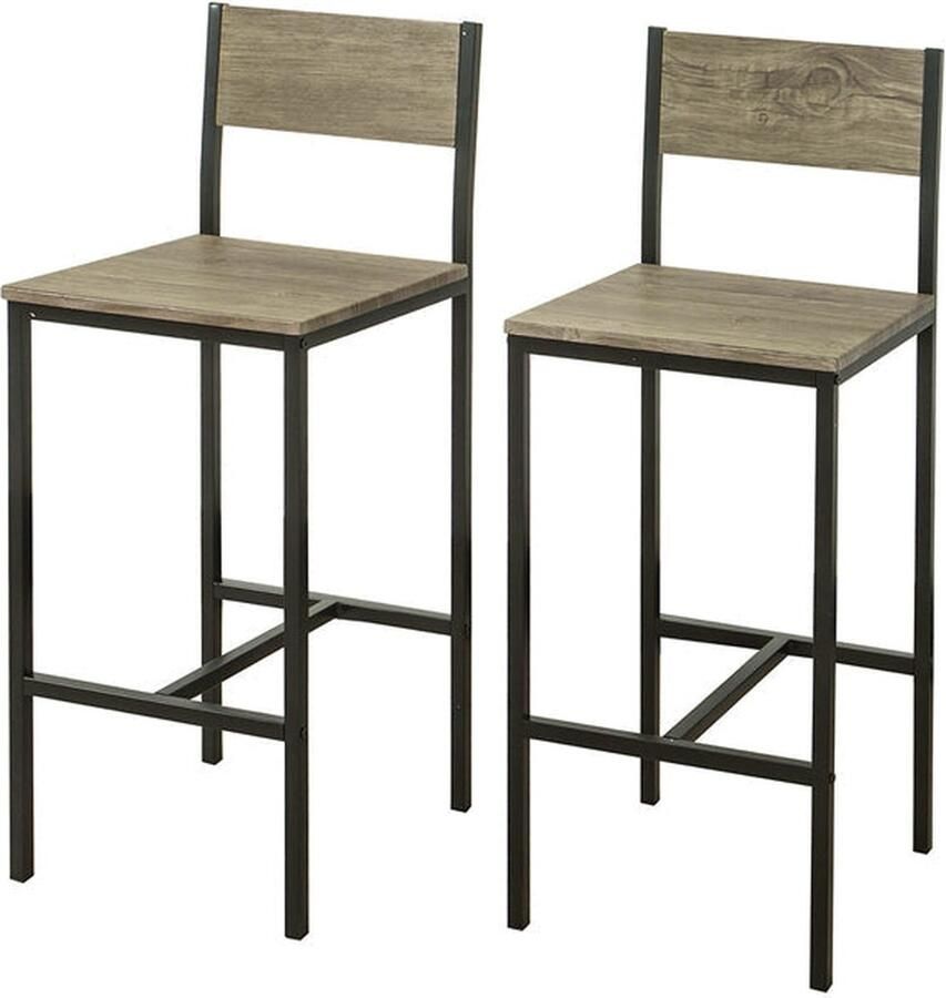 Rootz Living Rootz Moderne Barkruk Set van 2 Tegenkrukken Hoge stoelen Comfortabele rugleuning Geïntegreerde voetensteun Ideaal voor bars en cafés 39 cm x 95 cm x 41 cm