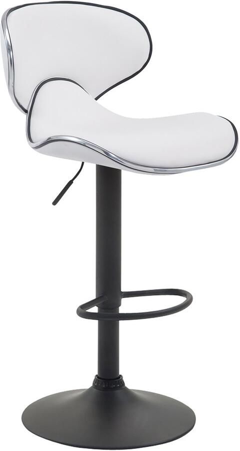 CLP Las Vegas Barkruk Met rugleuning Verstelbaar Voetsteun Kunstleer zwart wit