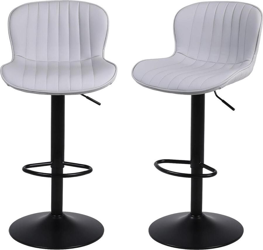 Moderne Barstoelen Met Rugleuning Set Van 2 Barkrukken Hoogte Verstelbaar 360° Draaibaar Geschikt Voor Bar Keuken Huisbar Lichtgrijs Barkruk