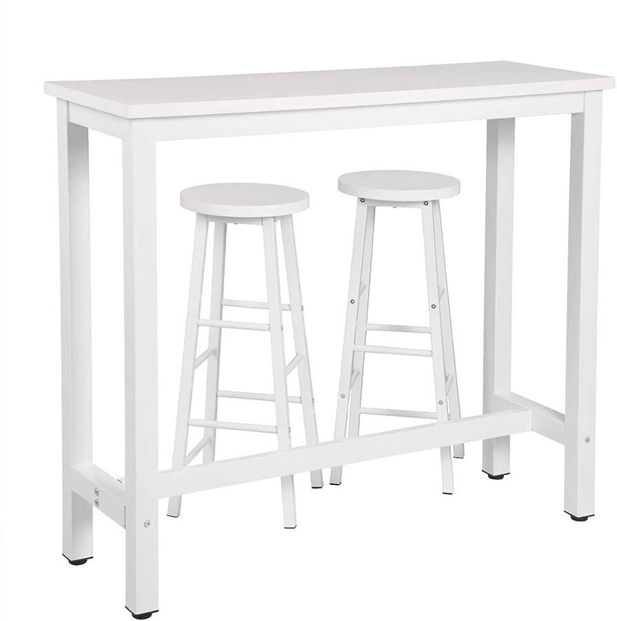 Rootz Living Rootz Moderne bartafel en krukset Pubtafelset Eettafelset op toonbankhoogte Stevig metalen frame Krasbestendig Gemakkelijk schoon te maken 120 cm x 40 cm (tafel) 30 cm x 30 cm (krukken)
