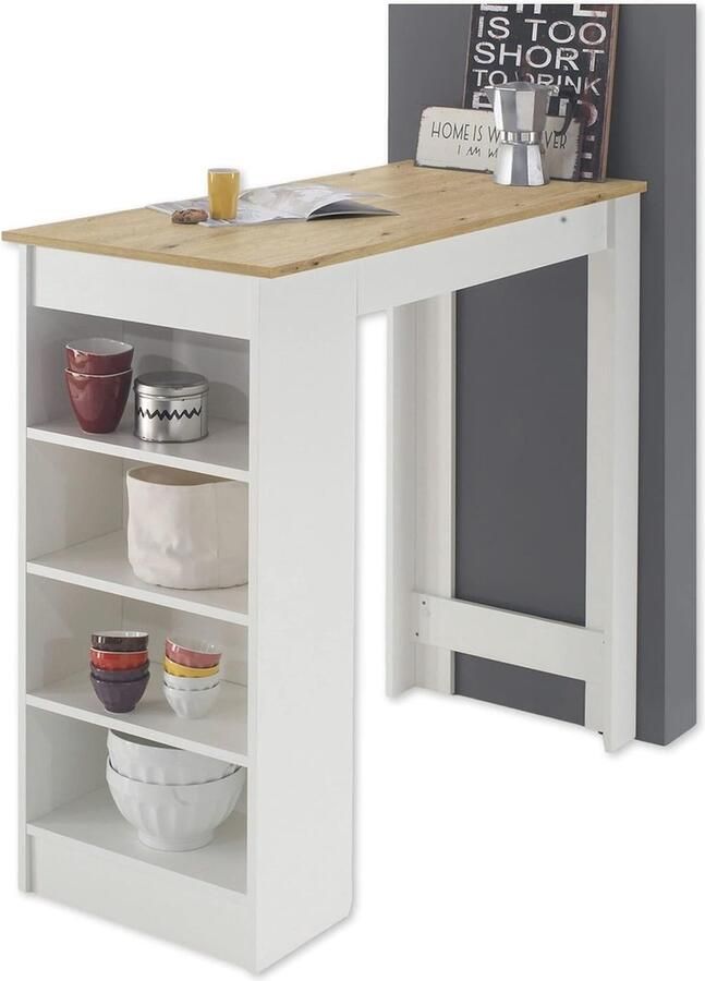 Moderne Bartafel in Wit en Artisan Eikenlook Ruimtebesparend Design voor Keuken en Eetkamer 115 x 103 x 50 cm