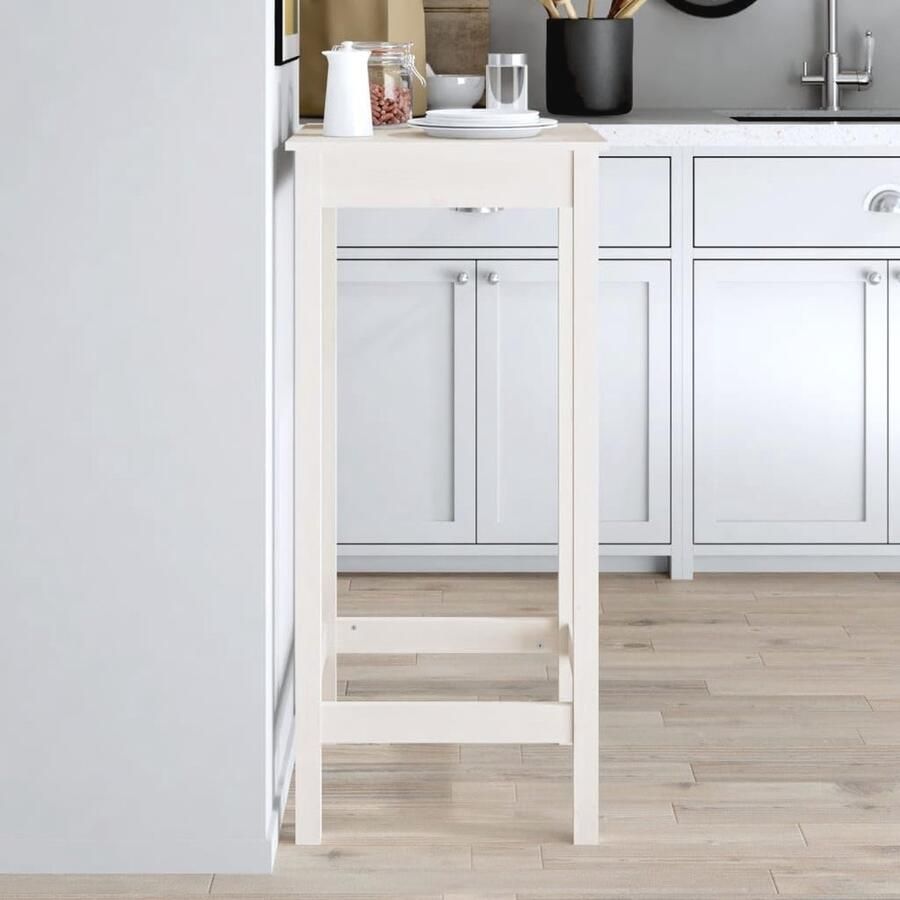 Moderne Bartafel Wit 50 x 50 x 110 cm Massief Grenen Hout Perfect voor Keuken en Eetkamer