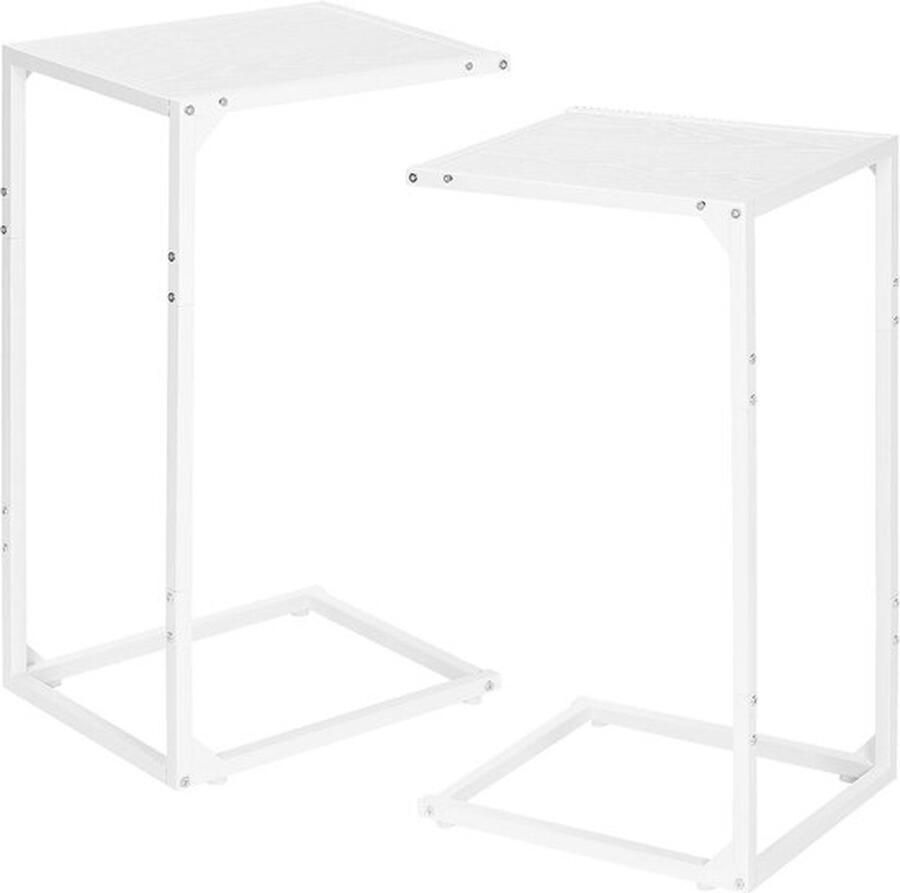 Moderne Bijzettafel 40 x 30 x 70 cm C-vormig Design Houten Blad en Metalen Frame Max. 20 kg Draagvermogen Voor Woonkamer Slaapkamer Slaapbank en Nach