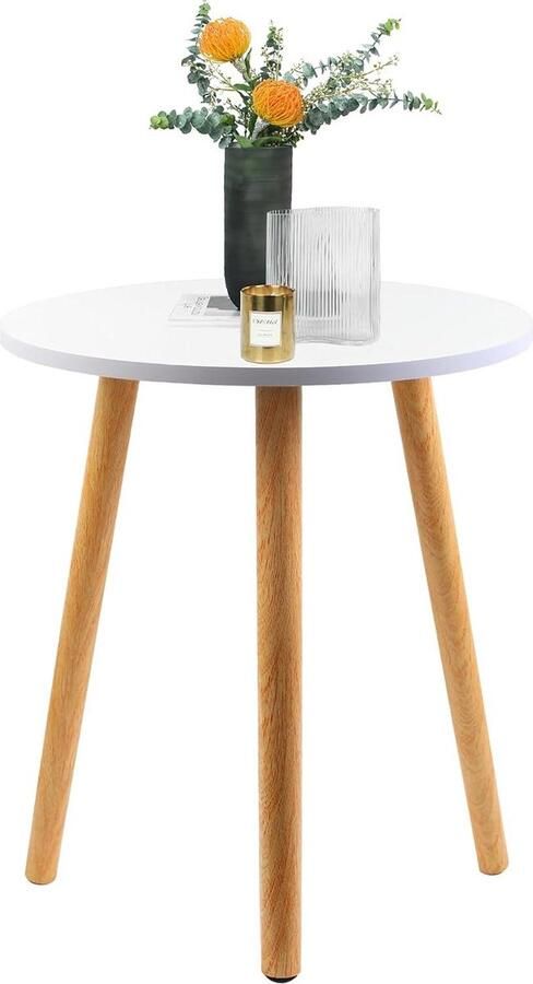 Moderne bijzettafel houten nachtkastje met opbergrek 40x40x52 cm Warmwit Slaapkamer woonkamer keuken balkon