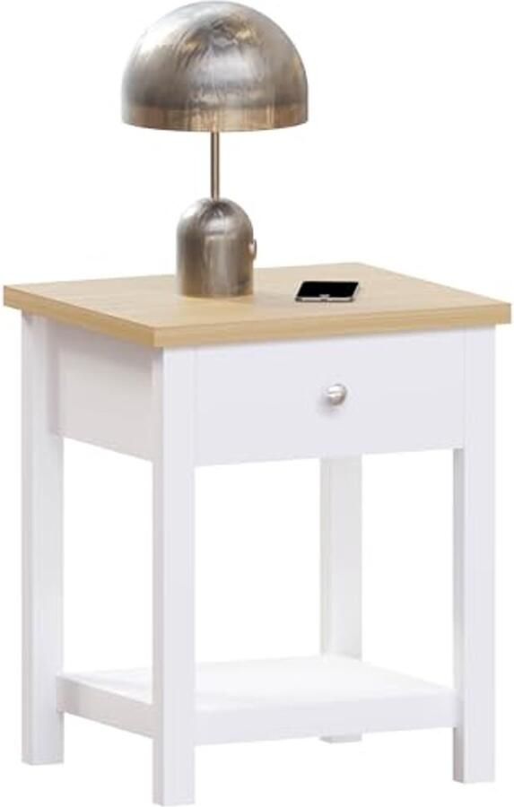 Moderne Bijzettafel met 1 Lade voor Woonkamer Wit