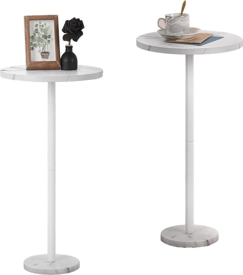 Kleine witte bijzettafel ronde salontafel geschikt voor kleine ruimtes set van 2 wit marmeren sokkel 32 cm