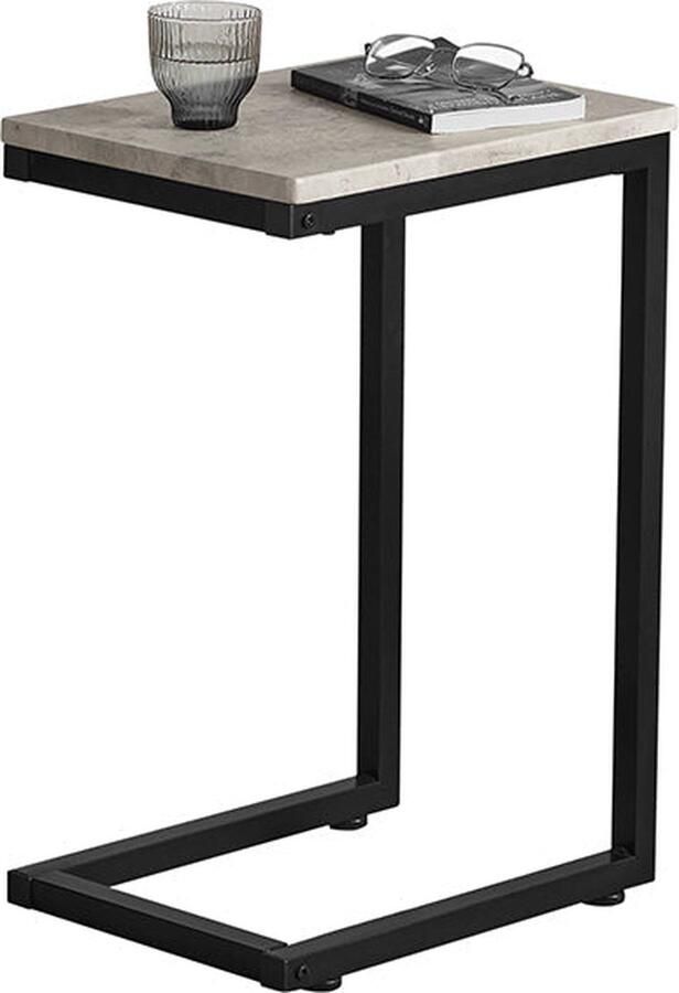 Rootz Living Rootz Moderne Bijzettafel Salontafel Laptopbureau Lichtgrijze spaanplaat Metalen frame Vloerbeschermer 30 cm x 60 cm x 40 cm
