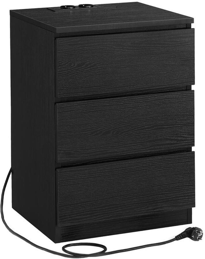 Furnibella Moderne Bijzettafel van Zwart Ebbenhout met 3 Lades Stevig Hout en Stijlvol Design