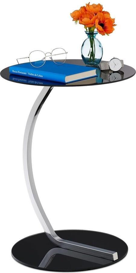 Moderne bijzettafel veelzijdig en stijlvol 1 stuk zwart en chroom Ø 40 cm