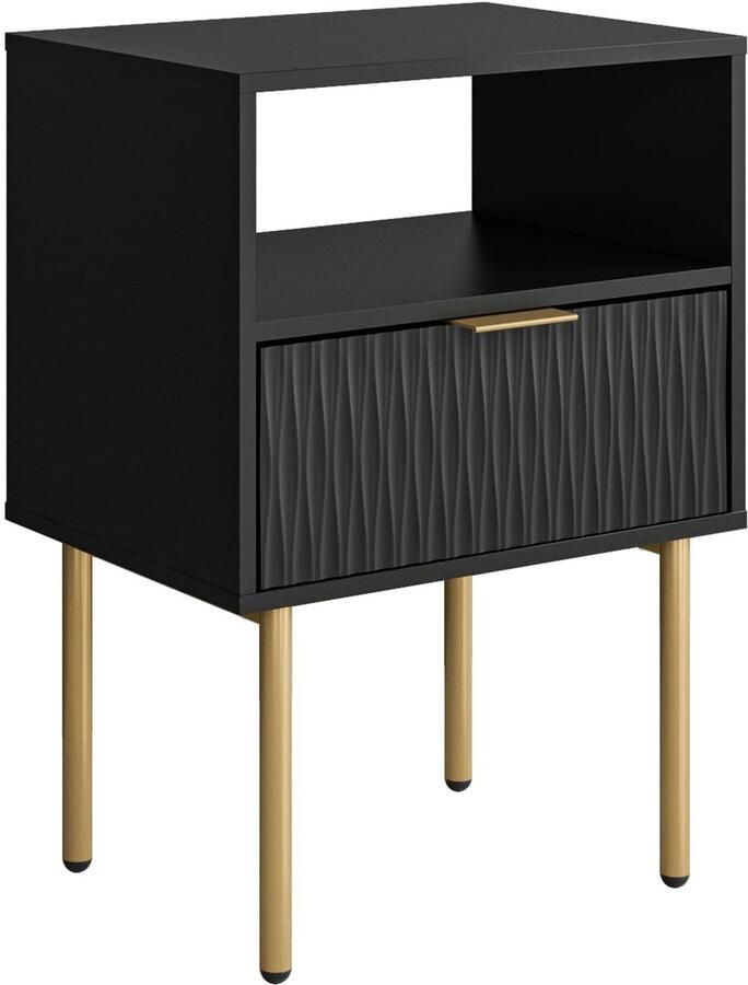 Moderne bijzettafel veelzijdig en stijlvol 1 stuk zwart en goud 40 x 30 x 56 cm