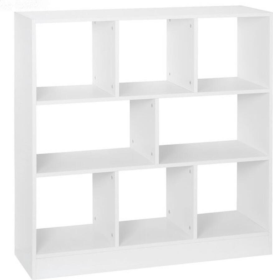 Moderne Boekenkast Industriele Wandkast 3-Laags Boekenkast 8 Opbergvakken Kast Opbergkast Open Wit