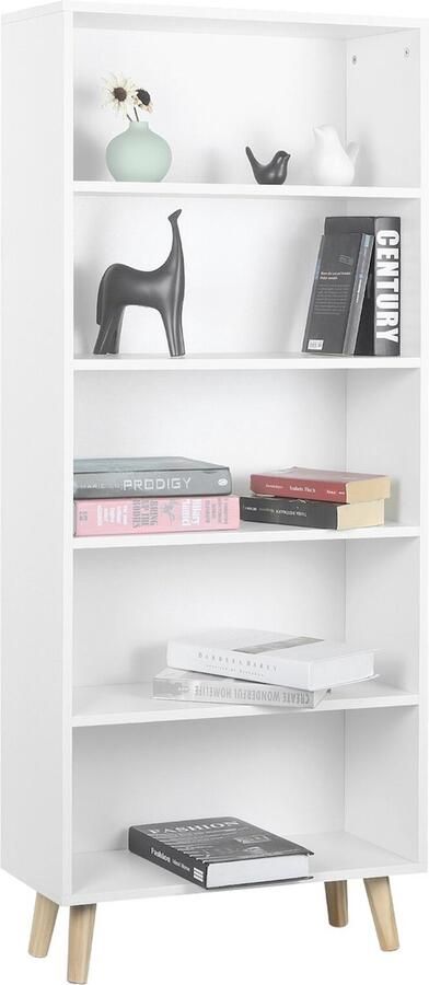 Moderne Boekenkast Industriele Wandkast 5-Laags Boekenkast 5 Opbergvakken Kast Opbergkast Open Wit