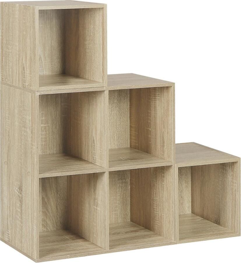 Moderne Boekenkast Industriele Wandkast Boekenkast Meerdere Opbergvakken Kast Opbergkast Open Bruin Assymetrisch