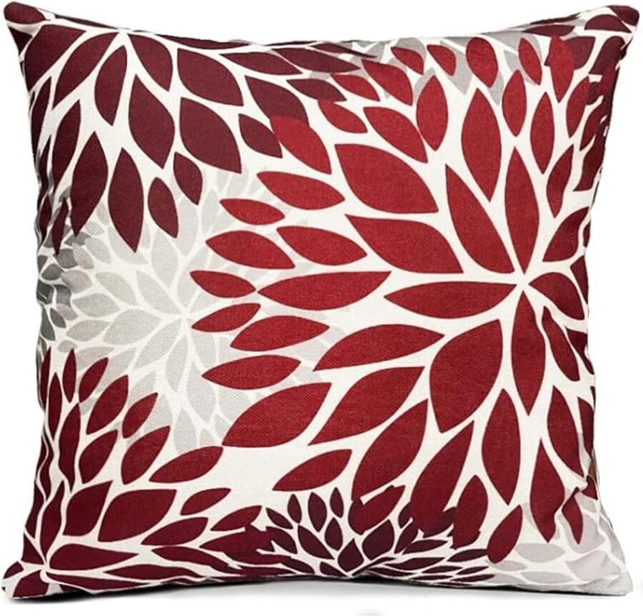 Moderne Boheemse stijl 45x45 linnen bankkussenhoes rood en wit abstract Astra bloem vierkant kussensloop geschikt voor bankkussen slaapkamer woonkamer stoel tweedelige set