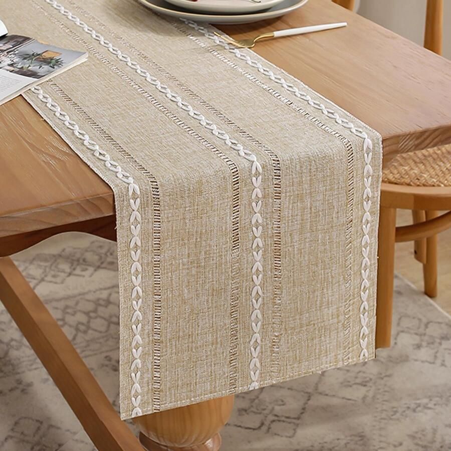 Moderne Boho Tafelloper Charmant Design 1 stuk Katoen Linnen Polyester 33 x 183 cm