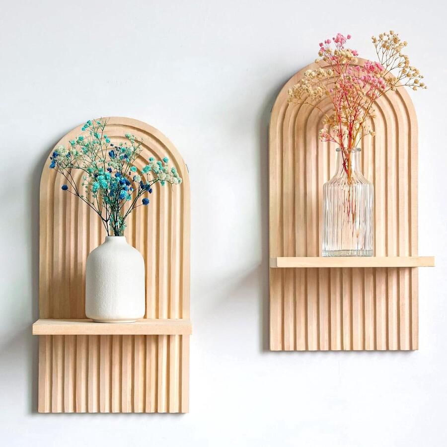 Moderne Boho Wandplank Wanddecoratie 2 Stuks Hout Bohemian Stijl